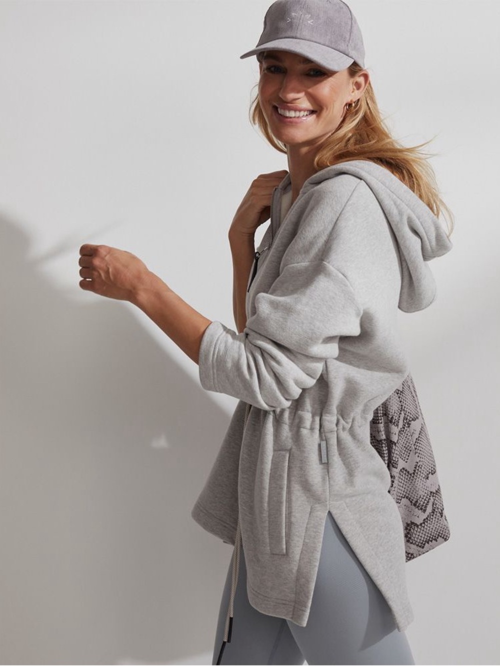 Varley Victoria Light Gray Zip-Up Hoodie with Drawstring Waist. Size Small - Picture 2 of 14